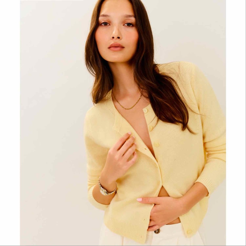 NWT Reformation Clara Cashmere Cardigan in Parmesan (Light yellow)